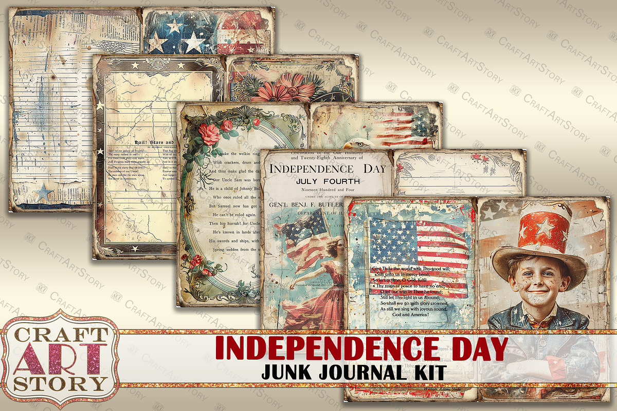 Vintage shabby Independence Day, a Person Illustration by CraftArtStory (Photo 3 of 5)