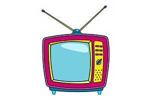 Comic retro tv icon in pop art, an Object Illustration by Things for designers
