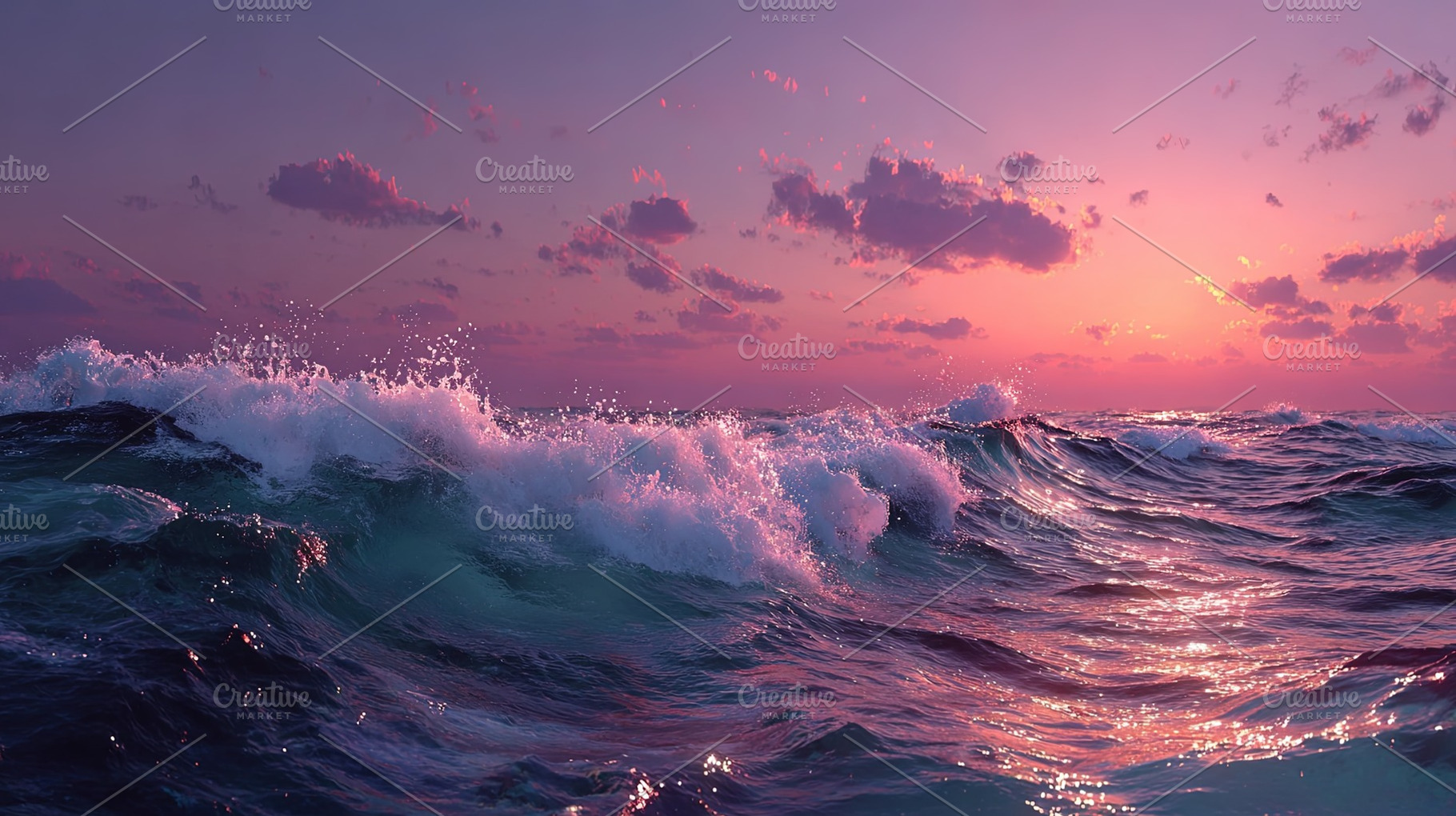 Vibrant Ocean Waves at Sunset, a Holiday Photo by Ales Munt