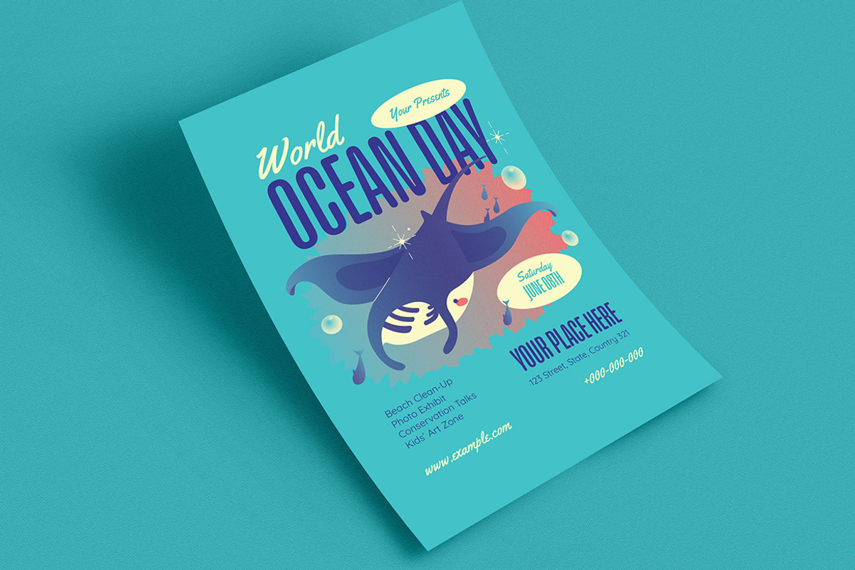 Blue Modern World Ocean Day Flyer, a Flyer Template by VectorVactory (Photo 3 of 3)