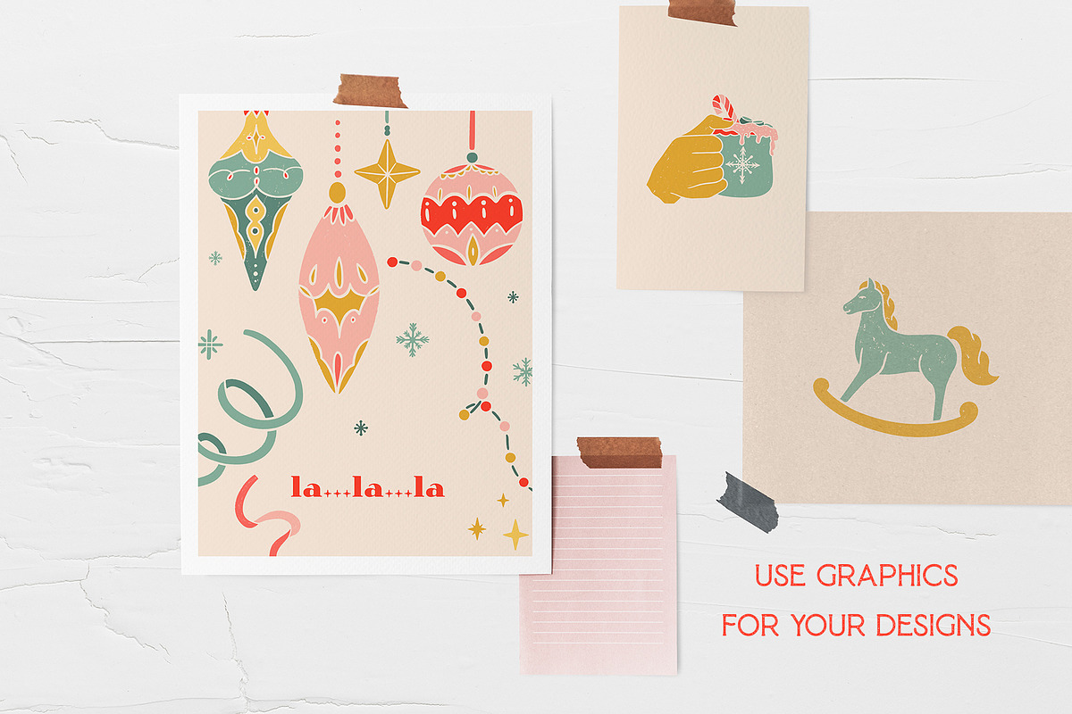Christmas Retro collection., a Decorative Illustration by ElenKoss (Photo 8 of 15)