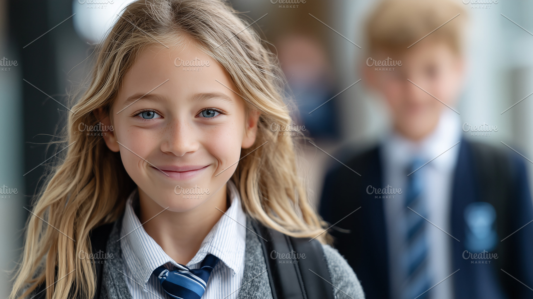 Smiling schoolgirl with a backpack, a School & Education Photo by MistyDay