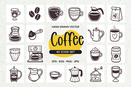 Coffee Icon Set, a Solid Icon by insemar