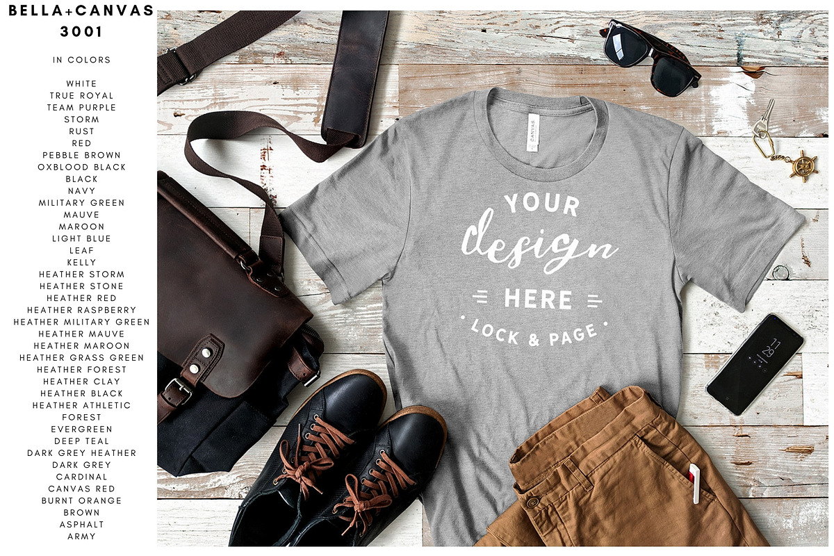 Mens Bella Canvas 3001 Mockup Bundle, a Shirt Mockup by lock and page (Photo 3 of 6)