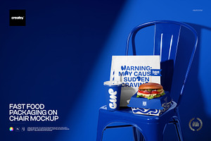 Fast Food Packaging on Chair Mockup, a Packaging Mockup by creatsy5