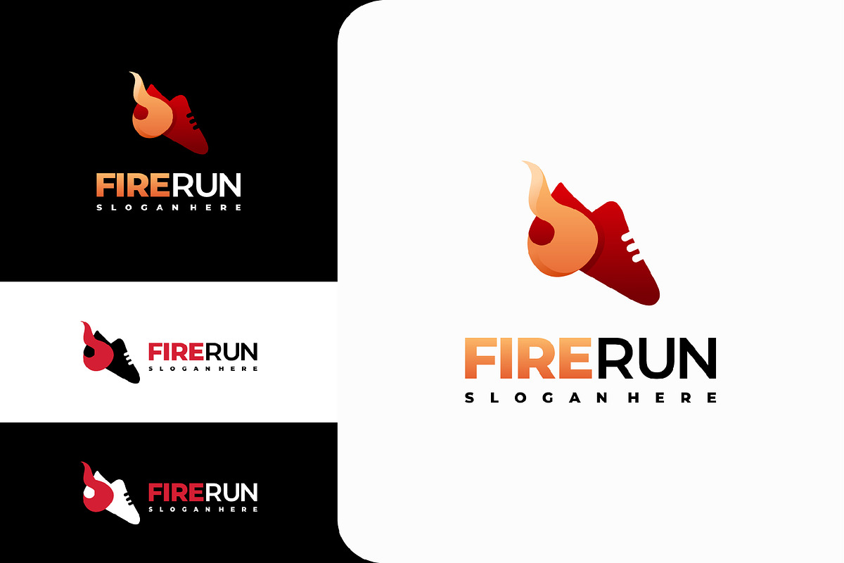 Set of Burning running shoe logo, a Branding & Logo Template by Lucky Creative (Photo 5 of 5)