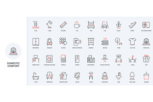 Furniture domestic equipment icons, an Object Illustration by Lemberg Vector