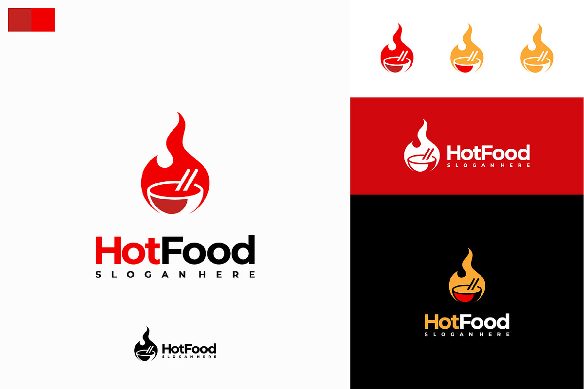 Set of Hot Food Logo designs concept, a Branding & Logo Template by Lucky Creative (Photo 2 of 5)