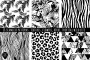 18 handdrawn tropical b&w patterns, a Decorative Illustration by VasilkovS (Thumbnail 4 of 4)