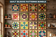 Quilt Block Patterns Modern Mosaic W, a Pattern Graphic by AtacanDigital (Thumbnail 1 of 15)