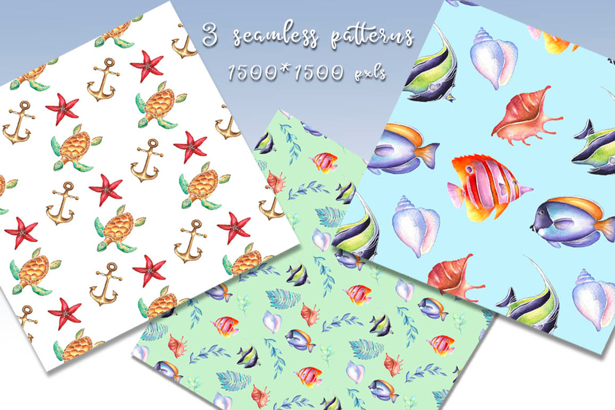 Watercolor nautical set, an Illustration by artdreamer (Photo 4 of 5)