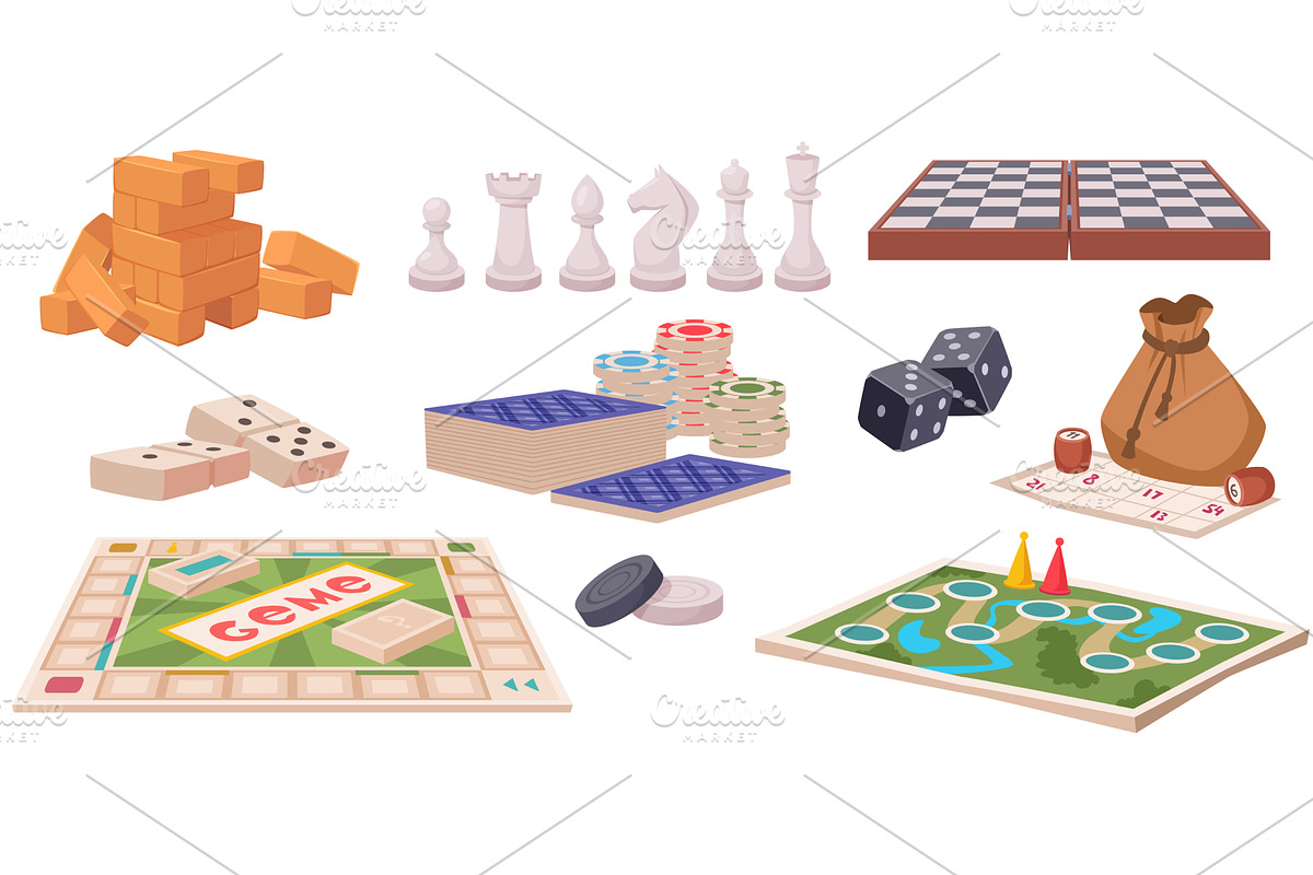 Board games. Cards cubes chess, a Sport Illustration by Onyx