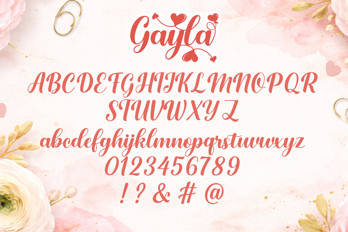 Gayla Romantic Script Font with Love, a Script Font by cocodesign (Photo 6 of 7)