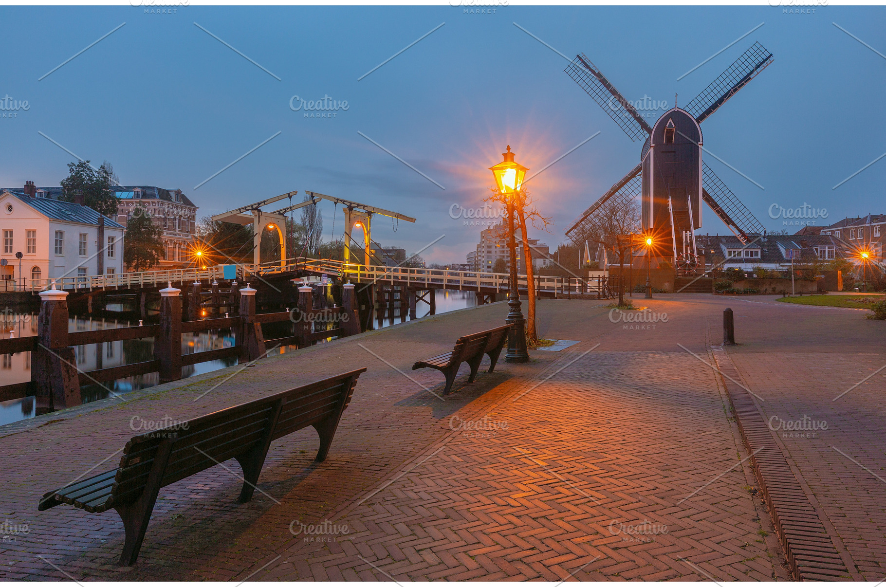 Molen de Put and bridge in Leiden, an Architecture Photo by kavalenkava