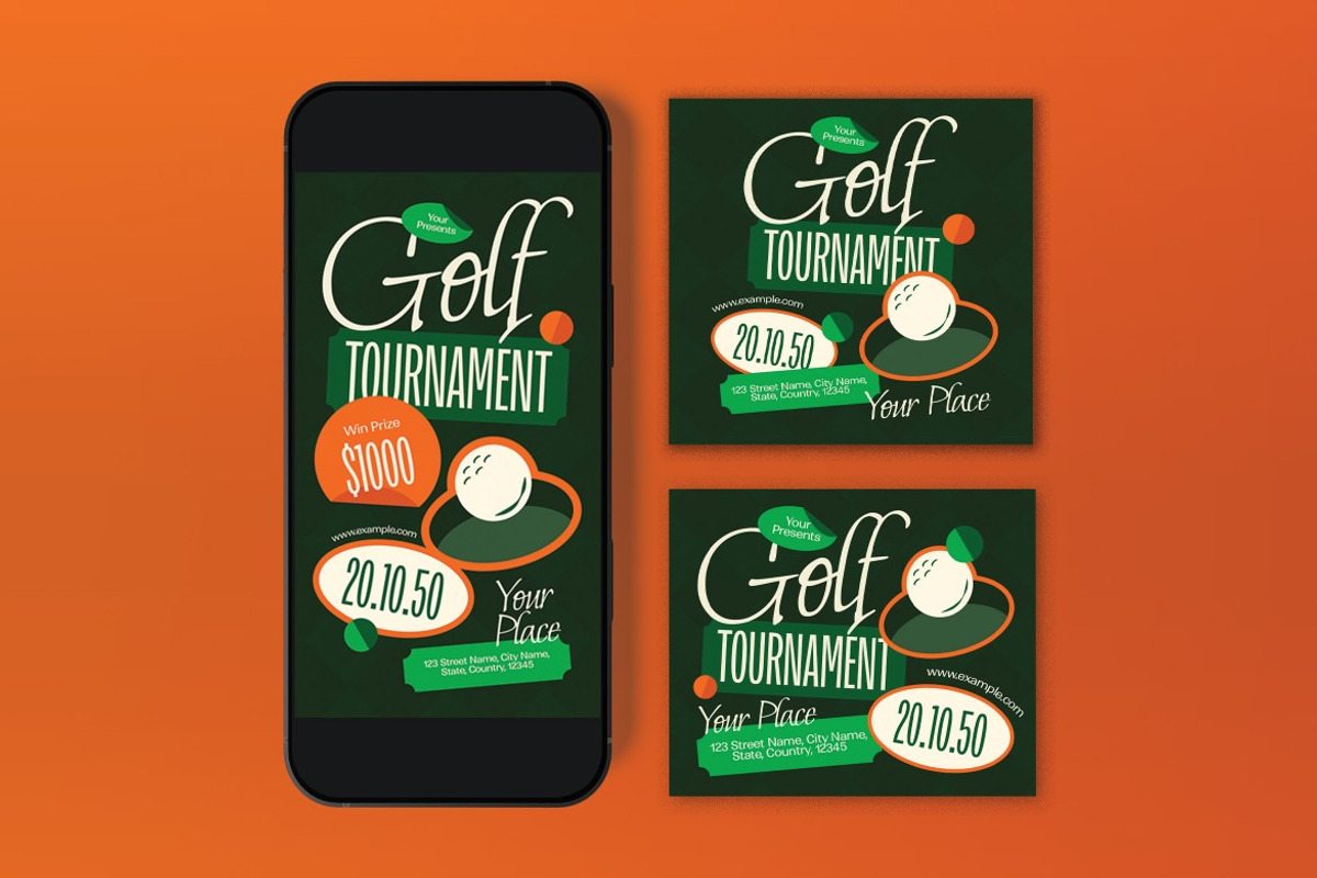 Green Golf Tournament Flyer Set, a Flyer Template by graphicook (Photo 3 of 3)