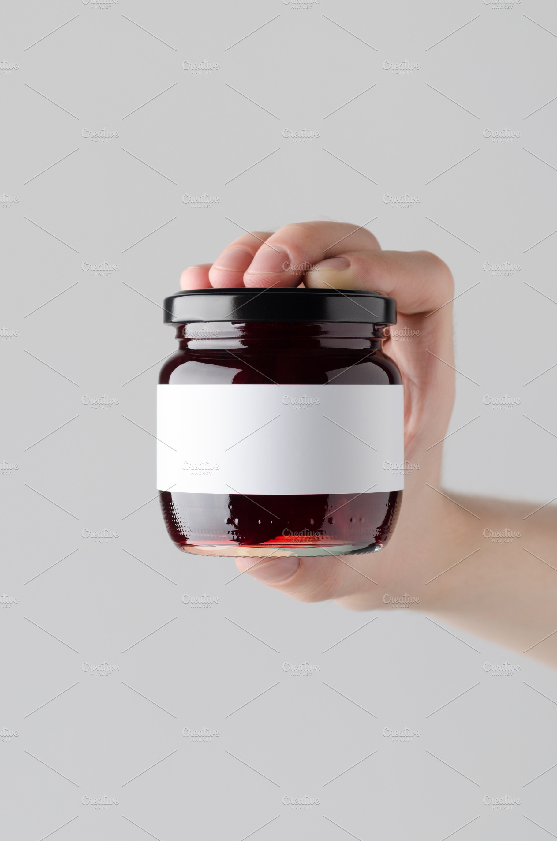 Cherry jam jar mockup JPEG, a Food & Drink Photo by Shablon