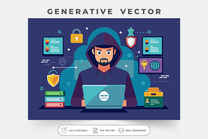 A hacker customizes tools on his lap, a Graphic by Iftikhar Alam