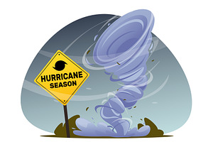 Tornado warning sign. Road banner, an Illustration by Vectorbuum