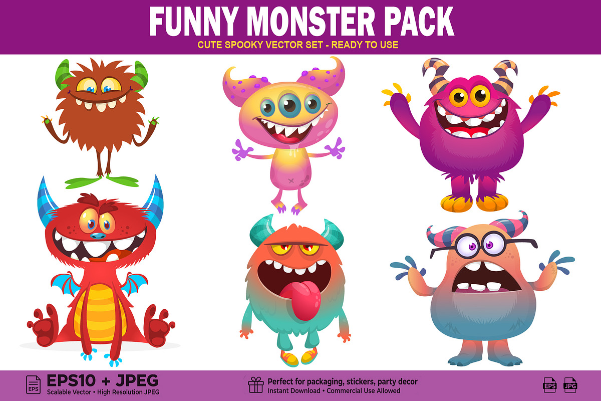 Donut Creatures- 6 Cute Monsters, a Decorative Illustration by D R A W K M A N (Photo 1 of 9)