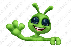 Alien Cute Little Green Man Martian, an Illustration by Christos Georghiou