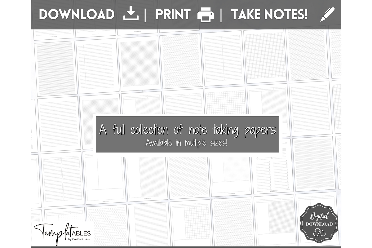 Note Taking Printable Paper Template, a Stationery Template by Templatables (Photo 9 of 10)