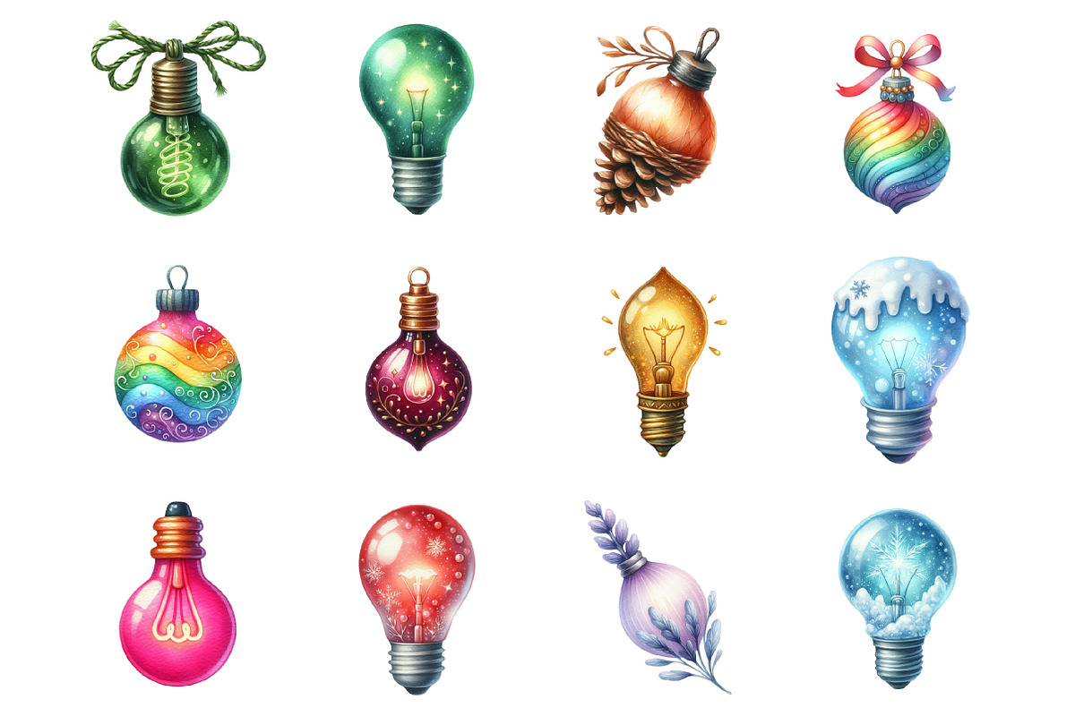 Watercolor Christmas Lights Clipart, a Graphic by CitraGraphics (Photo 3 of 4)