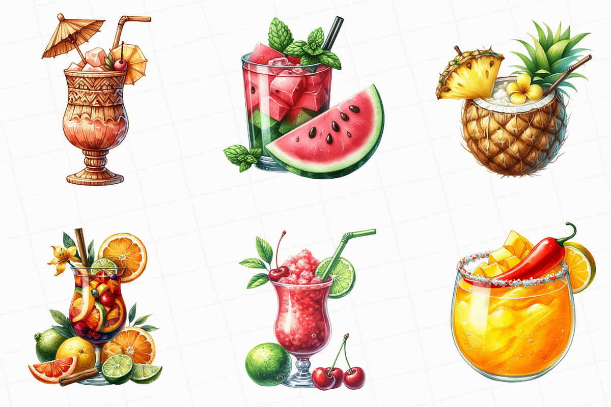 Tropical Beach Cocktail Clipart, an Illustration by OK Design (Photo 2 of 5)