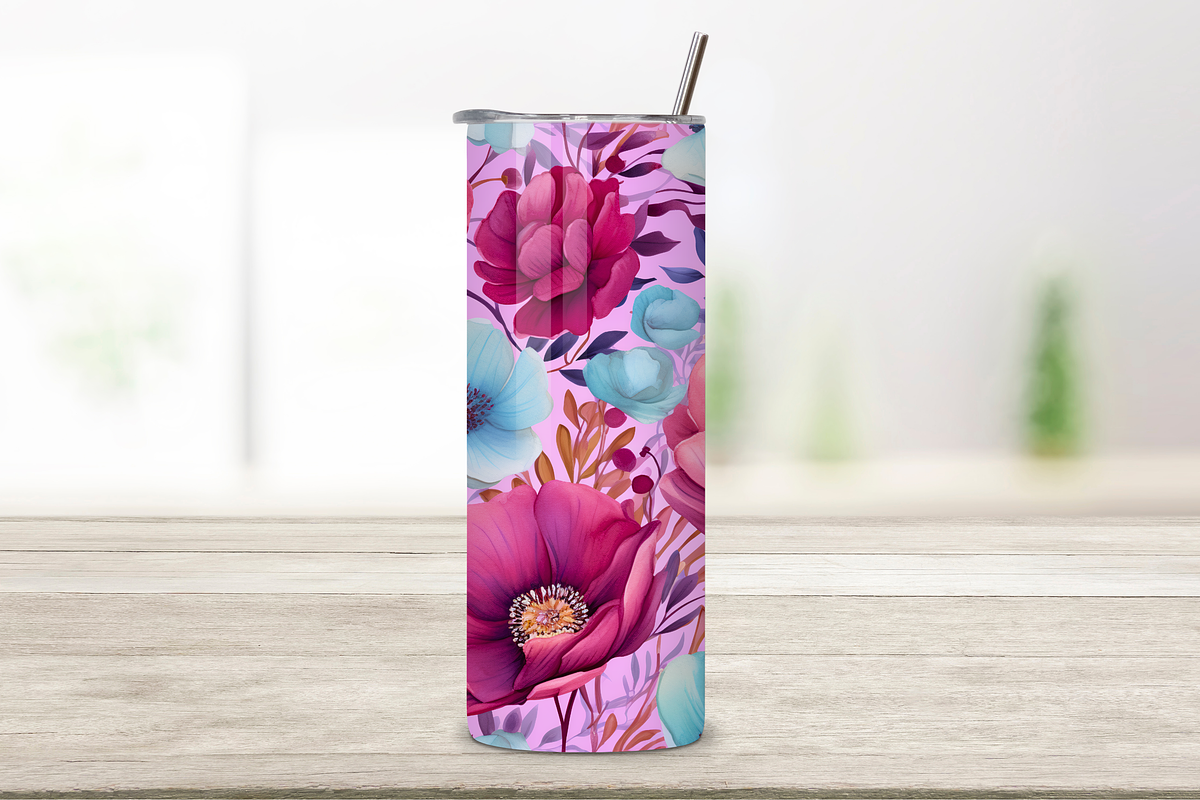 Floral 20 oz Skinny Tumbler Wrap, a Graphic by FloridPrintables (Photo 2 of 3)