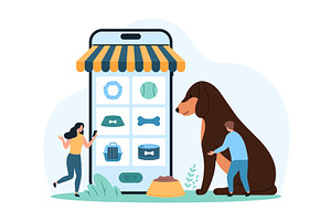 Online shopping dog product vet, an Animal Illustration by Flashvector