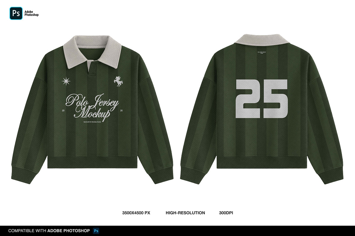 Long Sleeve Polo Jersey Mockup, a Shirt Mockup by Irhasalfahad (Photo 1 of 5)