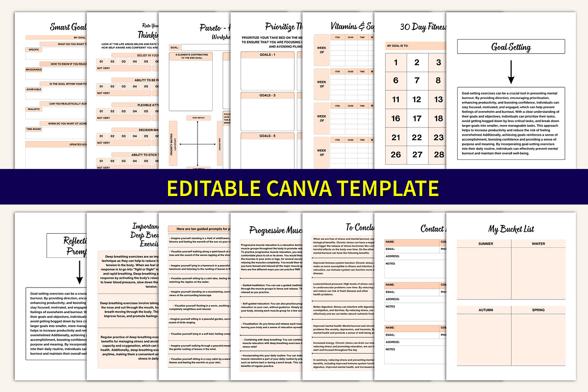 2026 Burnout Recovery Workbook, a Print Template by Designmela01 (Photo 6 of 10)