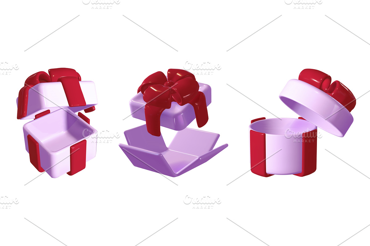 Open 3D gift boxes set isolated on, an Object Illustration by art PVP - market