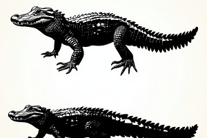 Two black alligators side profile il, an Animal Photo by Pixeness Studio
