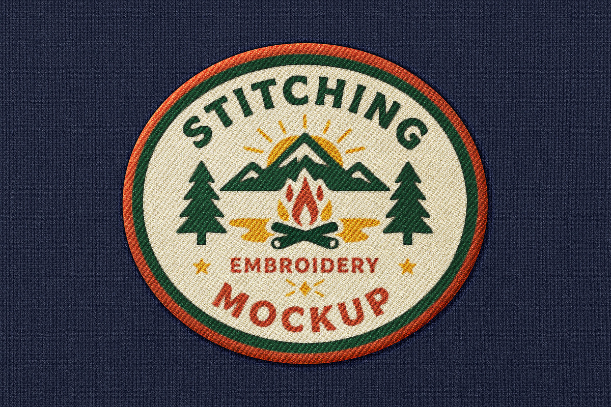 Stitching Embroidery Patch Mockup, a Merchandise Mockup by Design Squad (Photo 1 of 4)