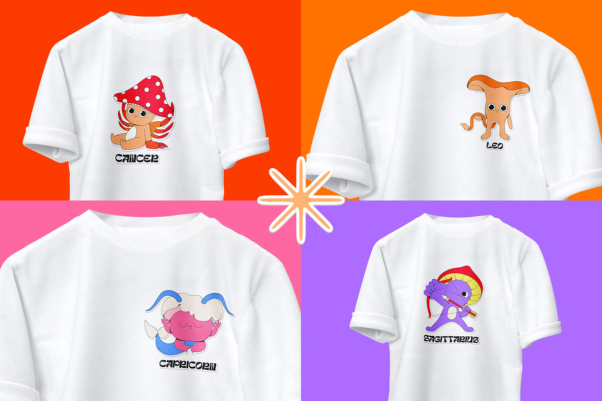 Shroomy Zodiac - vector stickers, an Illustration by marmarina (Photo 3 of 11)