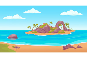 Tropical island landscape. ocean, an Illustration by Multigon