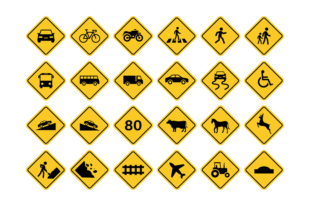 Various Traffic Warning Signs, a Duotone Icon by Saba Vector
