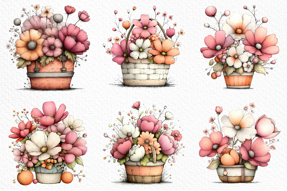 Spring Flower Basket Clipart Png, an Illustration by Craft Nest (Photo 6 of 11)