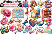 Retro Girly Baseball Clipart Sublima, an Illustration by Black Bird Studio (Thumbnail 1 of 6)