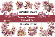 Sakura Blossom Clipart Set, a Decorative Illustration by InkyQueenArt (Thumbnail 1 of 7)