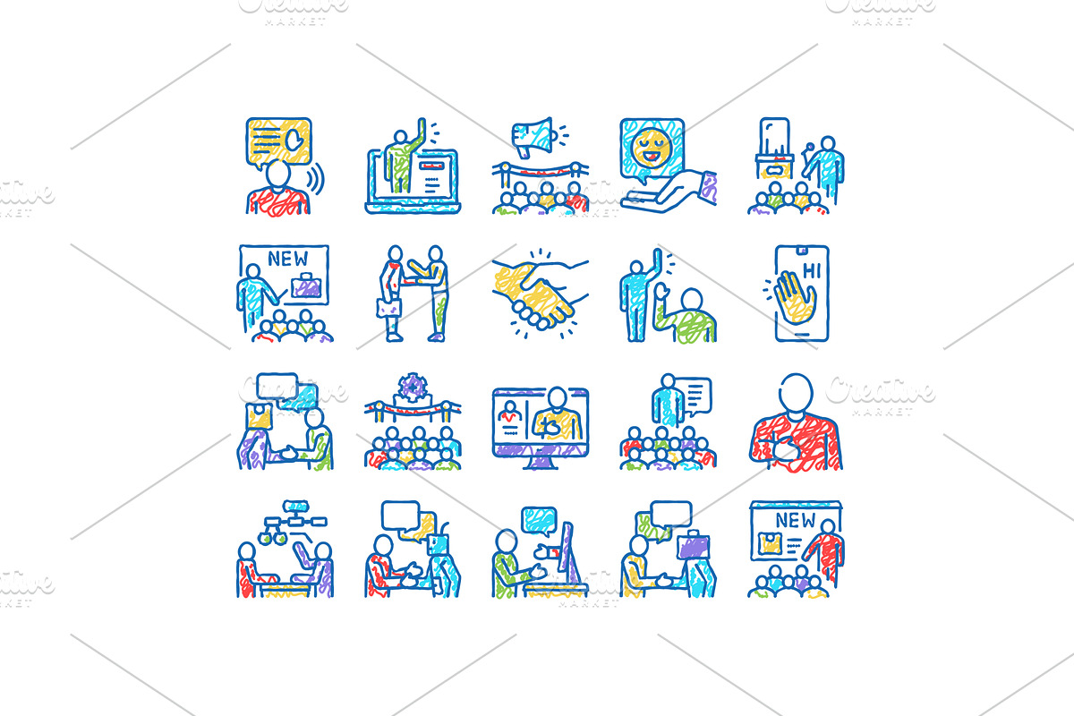 Introduction Speech set Icons hand, an Object Illustration by pikepicture
