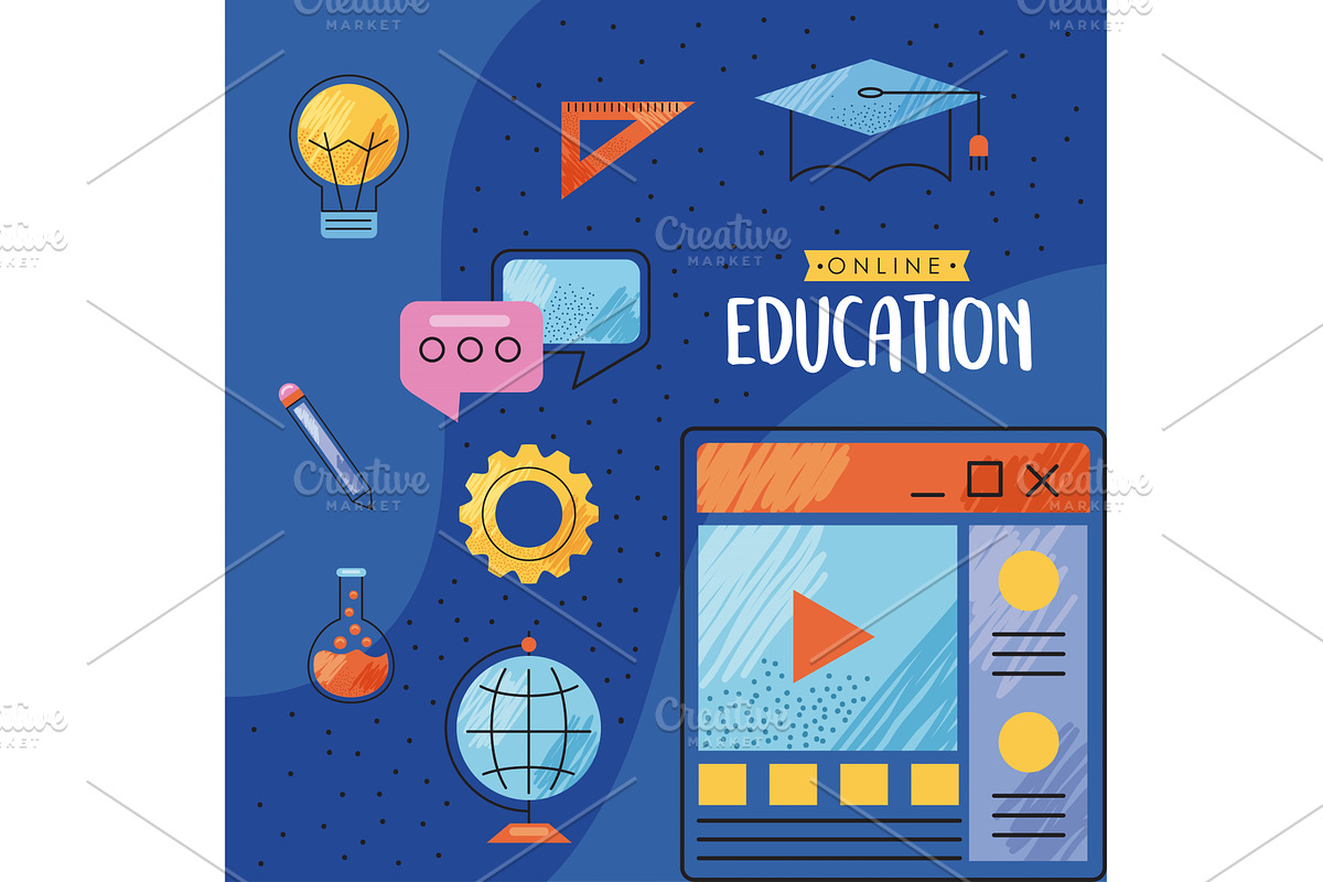 online education with webpage, an Education Illustration by studiogstock