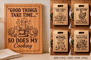 Funny Kitchen Cutting Board SVG, a Seasonal Illustration by Libby Wishes