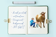 Watercolor Cow Clip arts and Posters, an Animal Illustration by Tati Bordiu (Thumbnail 4 of 8)