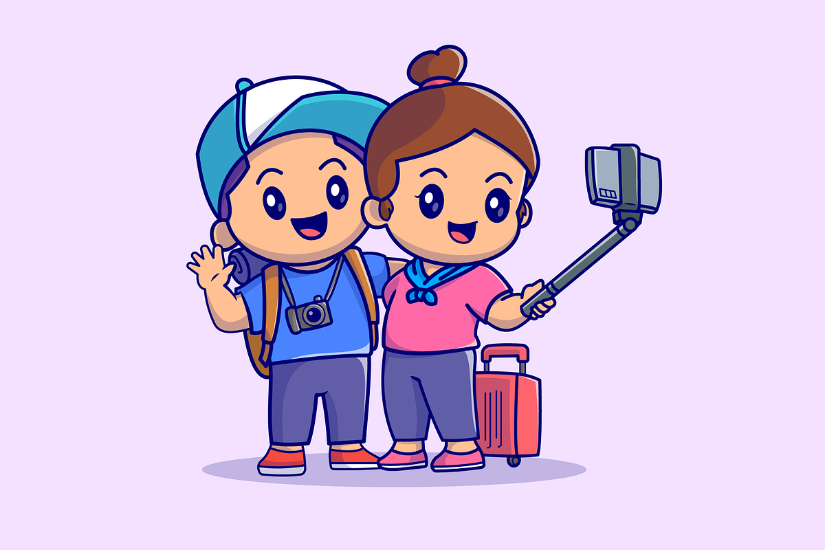Cute Man And Woman Taking Selfie, a Person Illustration by Catalyst Labs (Photo 3 of 3)