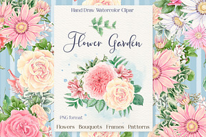 Watercolor Flowers clipart big set