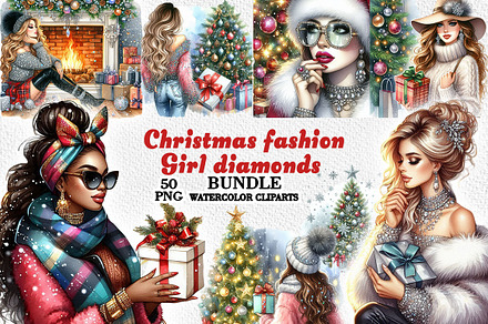 Christmas fashion Girl diamonds png