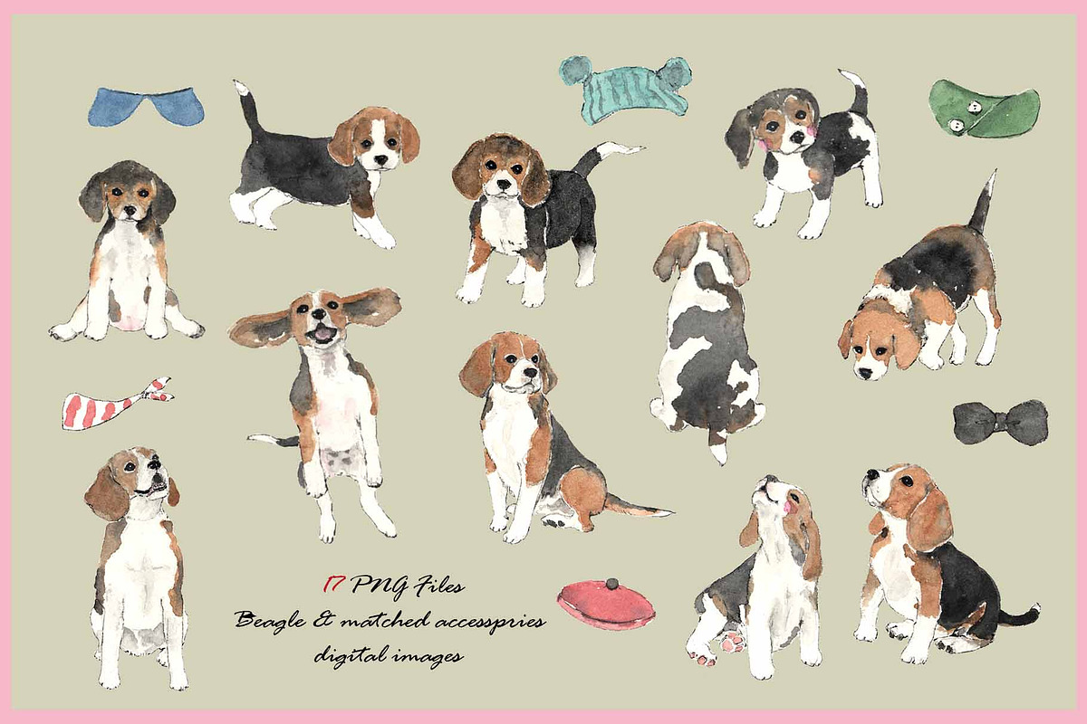 Beagle Clipart Digital Paper, an Animal Illustration by VianneArt (Photo 2 of 7)