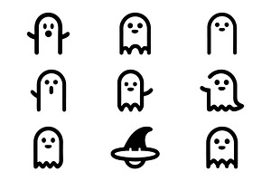 Spooky Halloween Ghost Icons, a Branding & Logo Template by Vectorium Studio