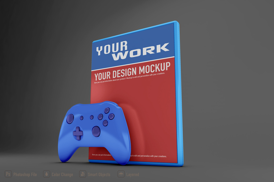 Video game with controller mockup, a Product Mockup by OSORIOartist ...
